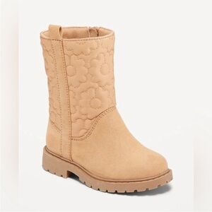 🆕 Old Navy Toddler Baby Girl’s Faux-Suede Quilted Side-Zip Tall Boots Booties 8